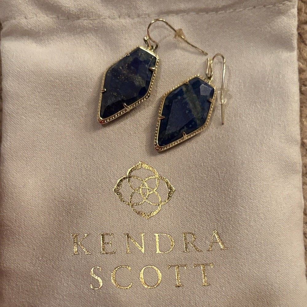 Kendra Scott Alex Gold Lapis Drop Earrings – Blue Stone